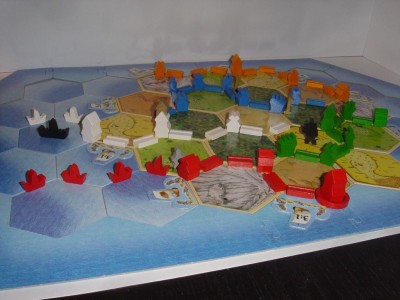 Catan in Viking-versie: een bebouwd bord (geen spelsituatie)